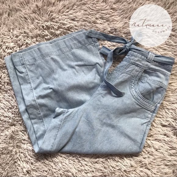 American Eagle Outfitters Pants - American Eagle Outfitters Chambray Cropped Wide Leg Pants
